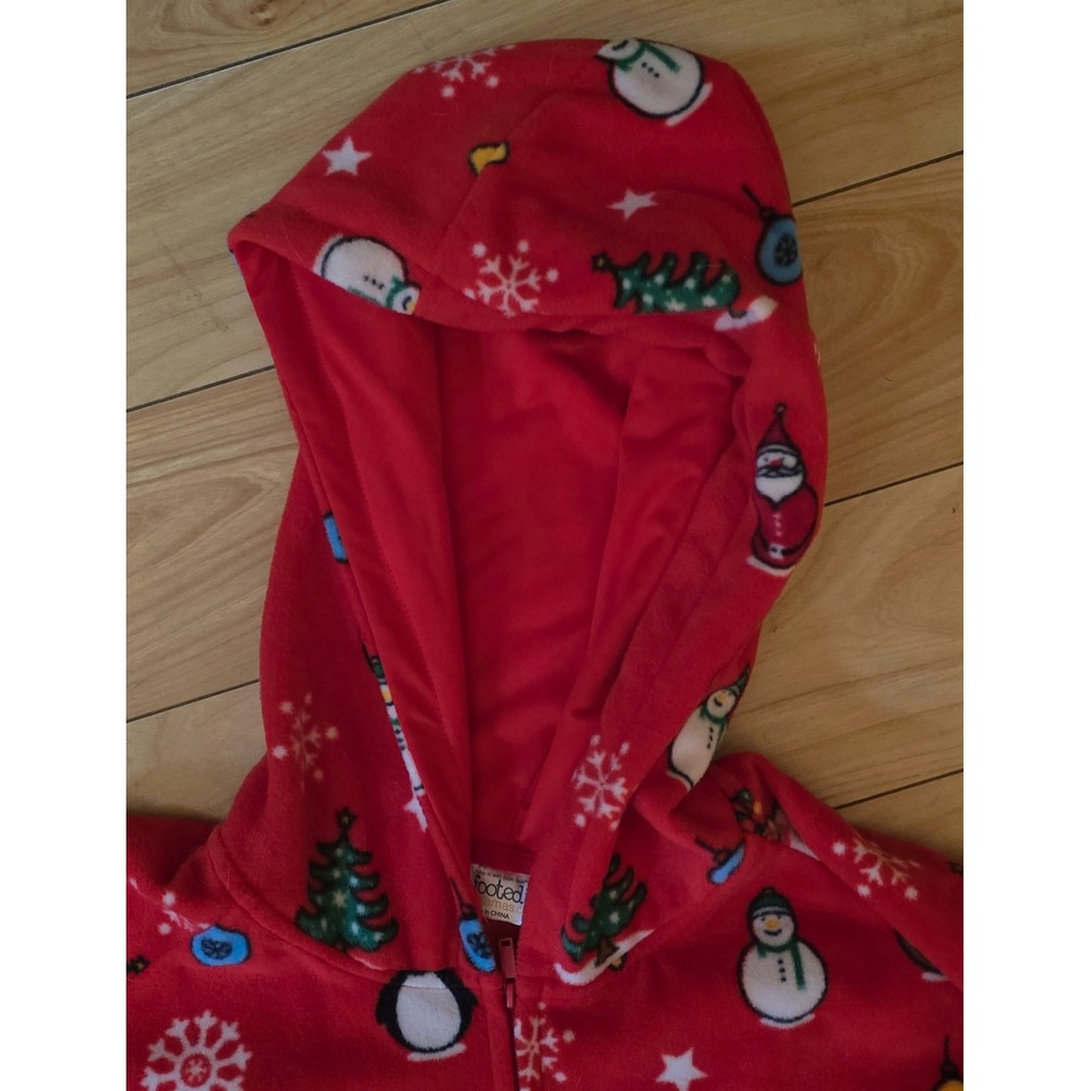 Christmas Fleece Red Footed Pajamas One Piece Onesie Jumpsuit Unisex Adult Large